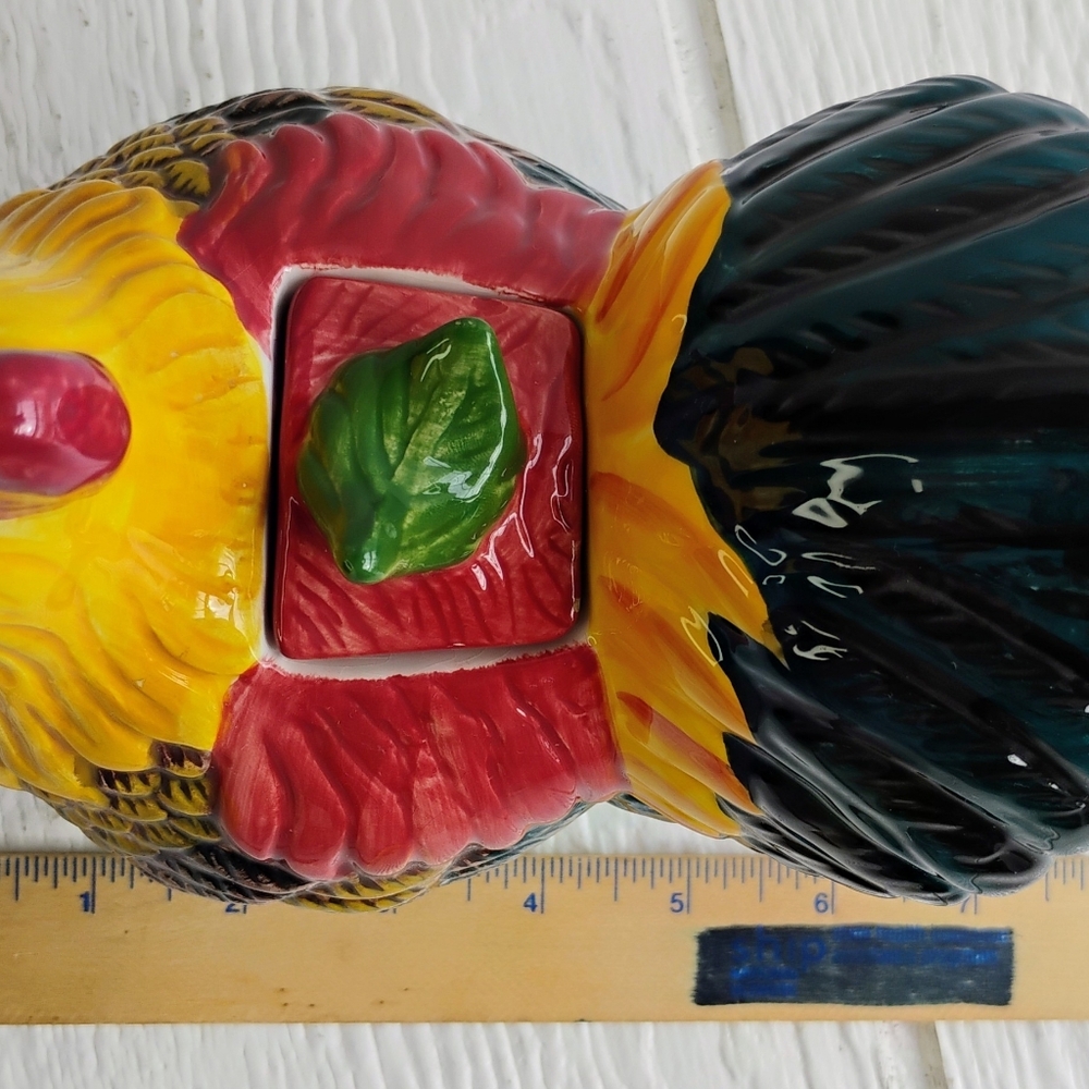 Antique Ceramic Rooster Teapot & Lid Hand Painted 6.5" Tall Farmhouse Decor N-1 - Picture 8 of 16